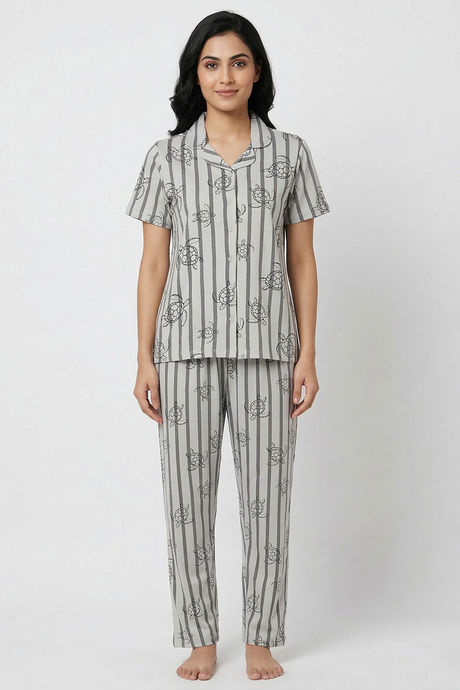 Zivame Knit Cotton Pyjama Set - Ultimate Grey — image 2
